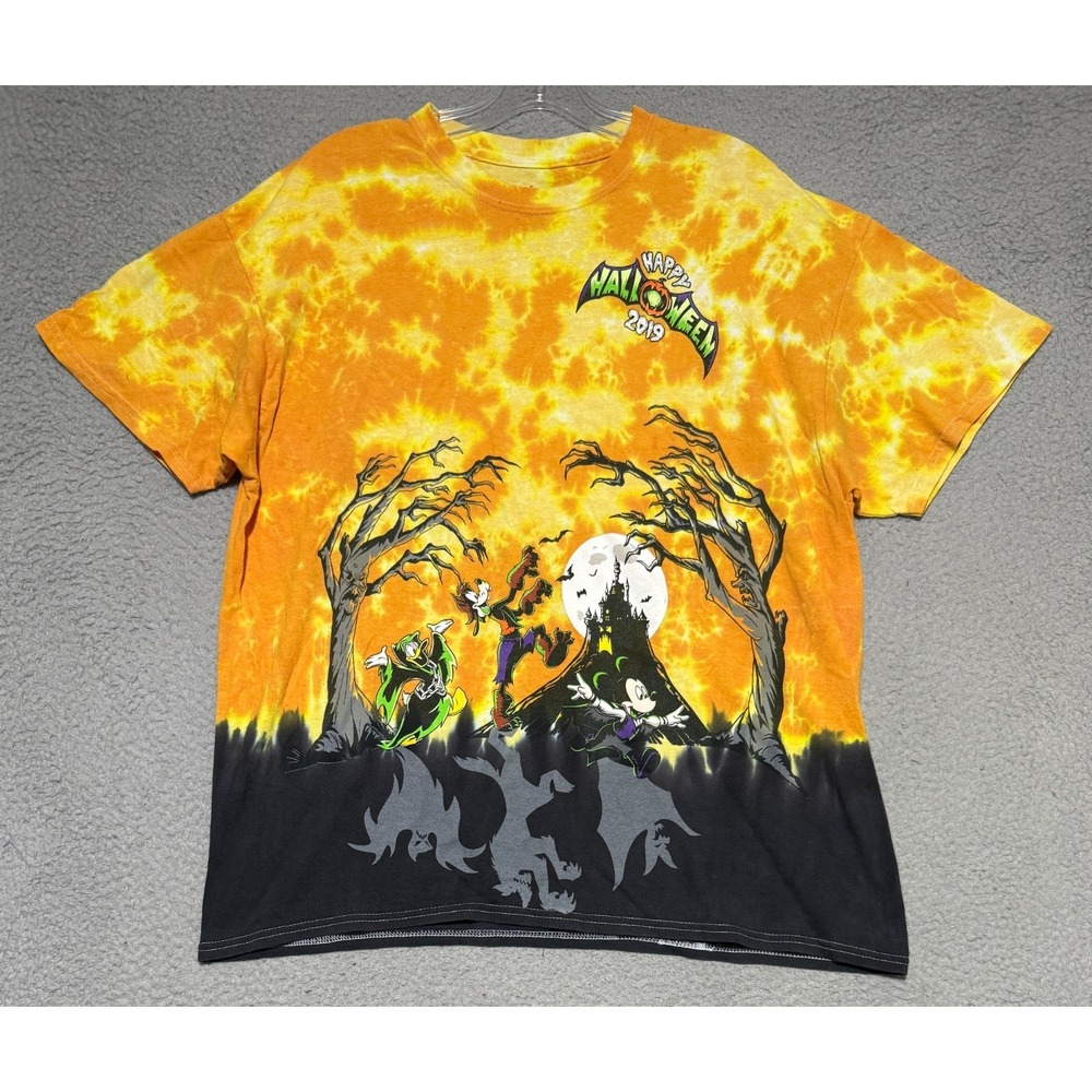 Disney Halloween Tie Dye 2019 T-shirt Mens XL Mickey Donald Goofy 100% Cotton